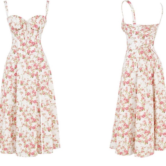 HOUSE OF CB 'Carmen' Rose Print Bustier Sundress NWOT PERFECT CONDITION SIZE L - Picture 5 of 11